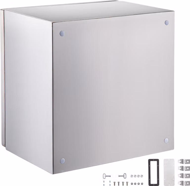 SucceBuy Contenitore in acciaio inox NEMA, 12 x 12 x 8 pollici Scatola di controllo in acciaio NEMA 4X. Impermeabile e antipolvere IP66. Per uso esterno/interno. Fornito con piastra di montaggio