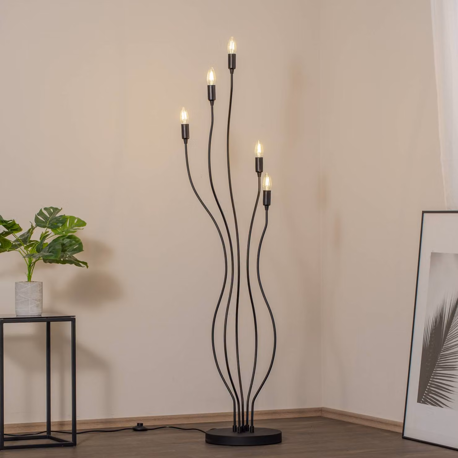 Lampada da terra Bonibon 13231 Opviq, Nero, Soggiorno / Sala da pranzo, Metallo, Moderno, Lampada da terra