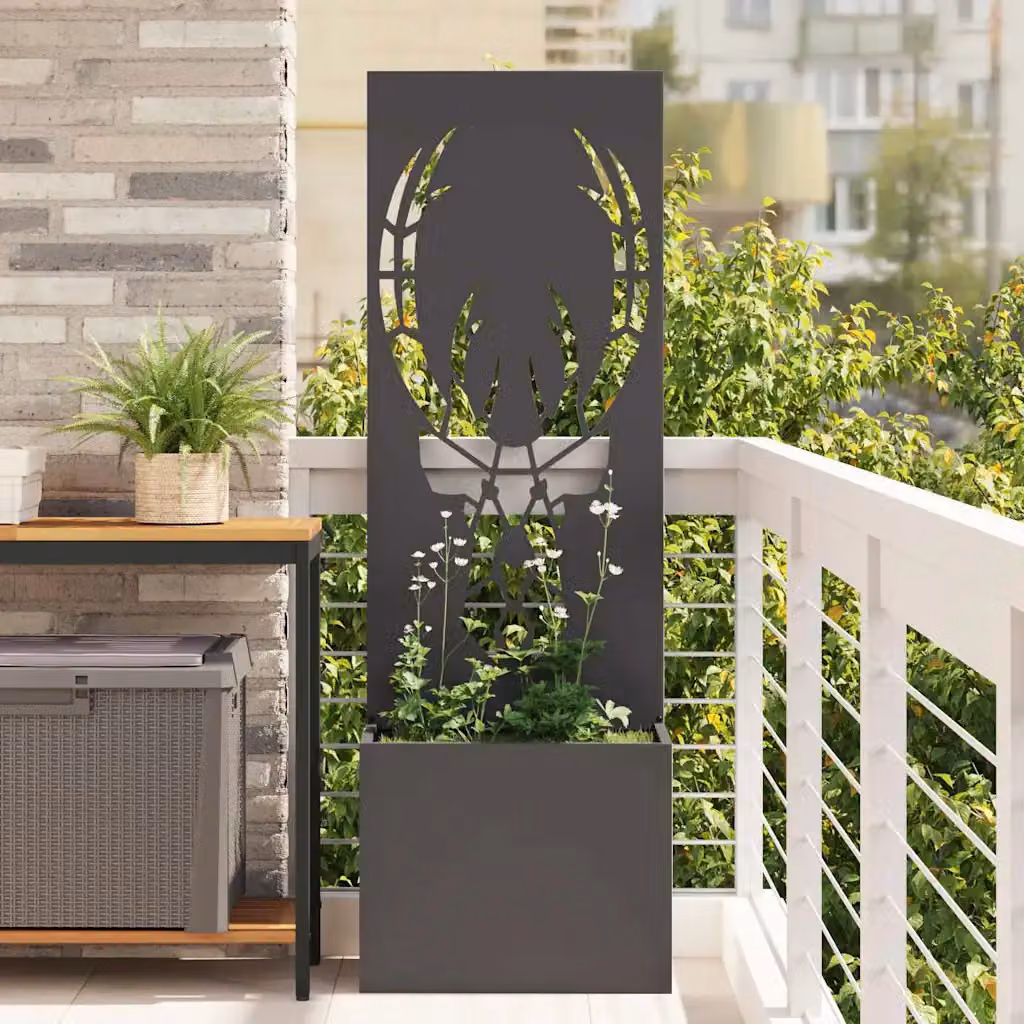 vidaXL Paravent per privacy in giardino in acciaio Nero L: 50 cm, P: 32 cm, H: 150 cm