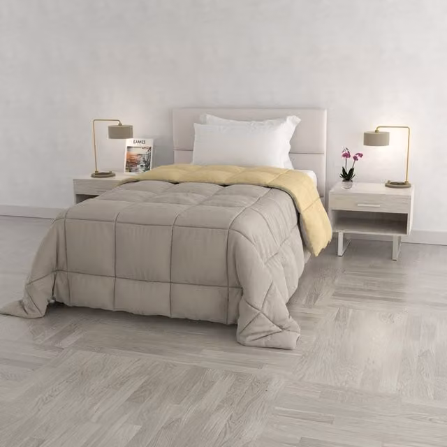 Trapunta una piazza e mezza double face grigio panna Datex