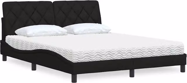 Letto con Materasso vidaXL in Tessuto Nero e Bianco L/P/H: 160 x 200 cm