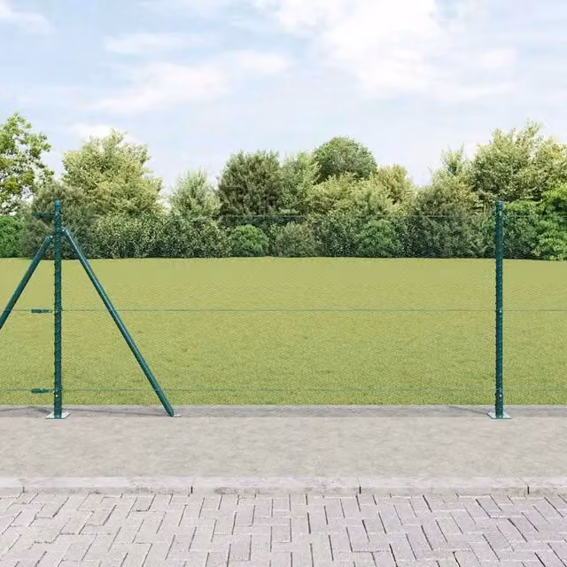 Recinzione esagonale verde vidaXL con base in cemento e rivestimento in PVC