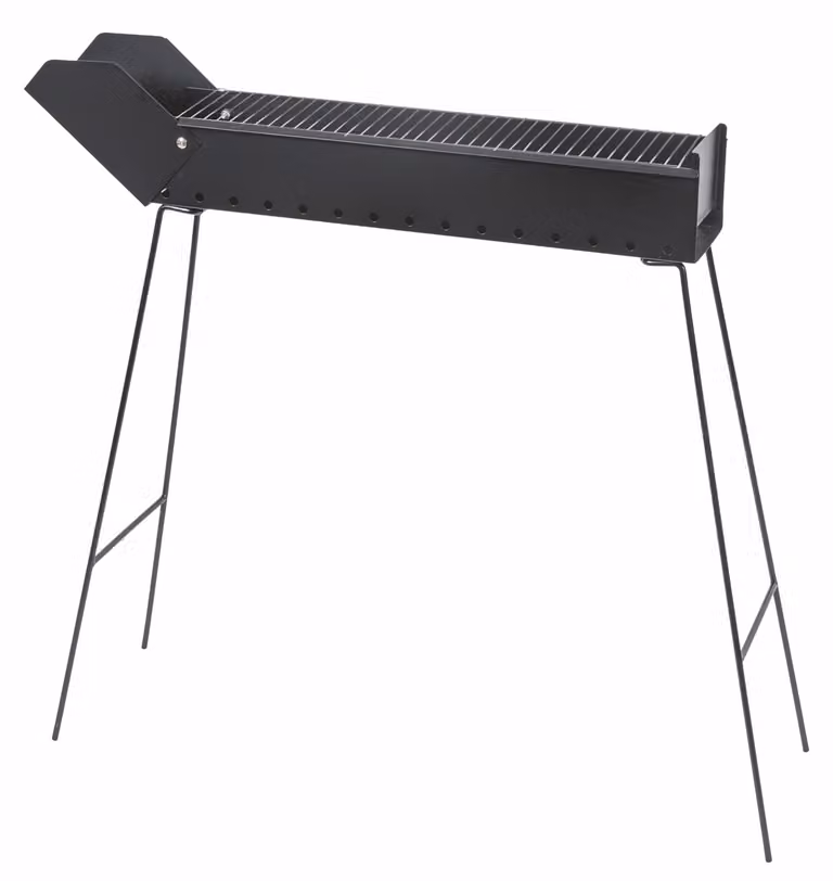 Griglia per barbecue a carbone - 74,5 x 14,5 x 81 cm - Acciaio al carbonio - Grigio antracite - Uso esterno - Griglia per spiedini