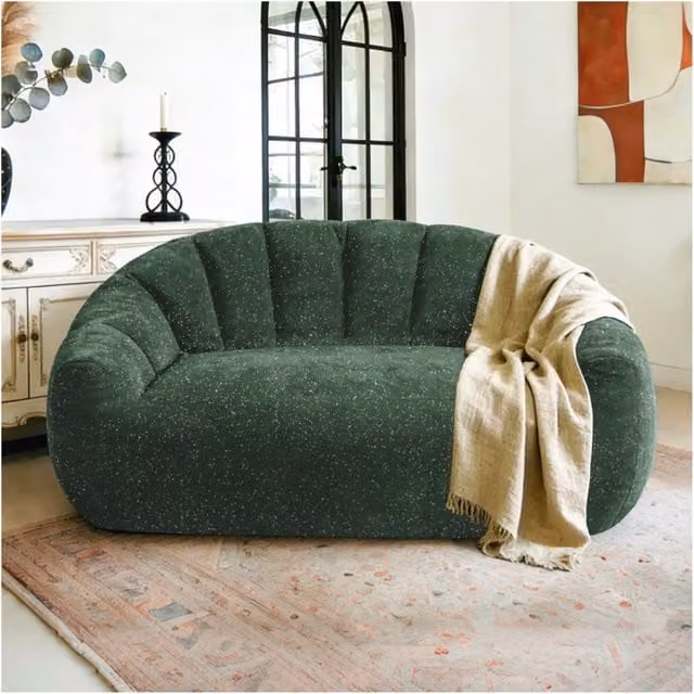 Divano lounge moderno WISHDOR in tessuto verde per soggiorno e camera da letto