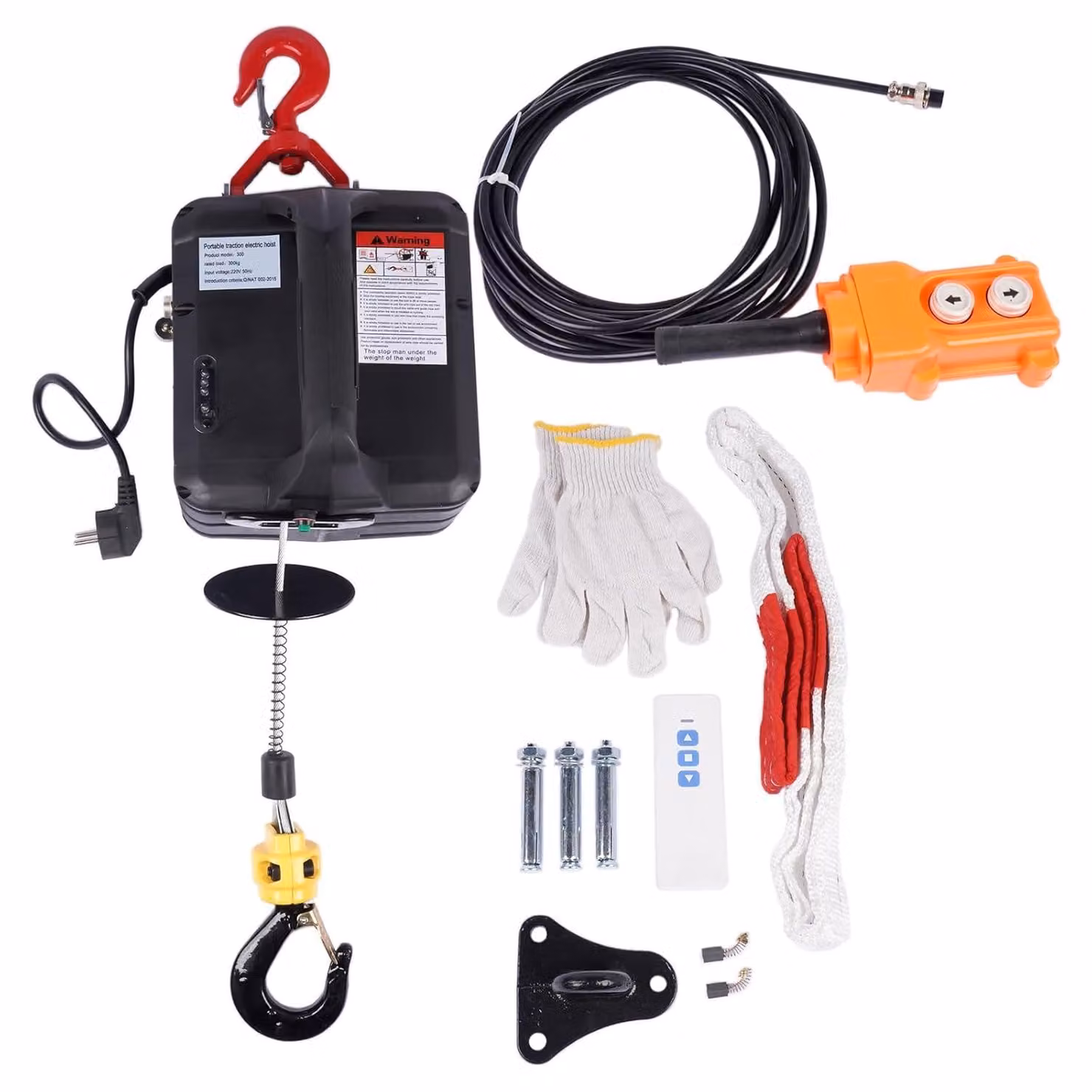 Argano elettrico 3-in-1 da 1500 W, sollevatore elettrico portatile da 500 kg con interruttore di fine corsa a infrarossi migliorato, per sollevamenti verticali e orizzontali, portata massima di 120 metri