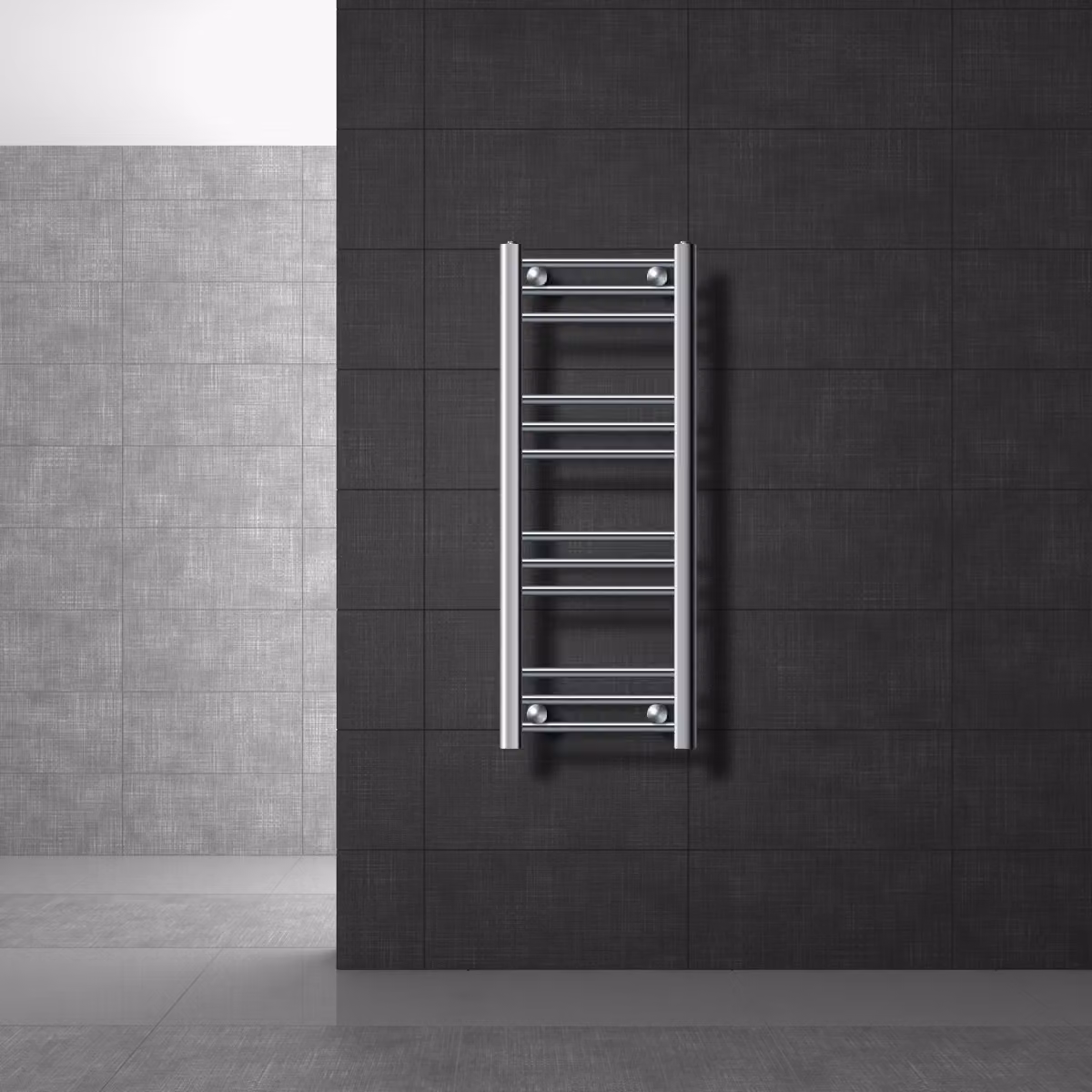 LuxeBath radiatore per bagno Sahara, 300x800 mm, cromo, diritto con attacco laterale, senza elemento riscaldante