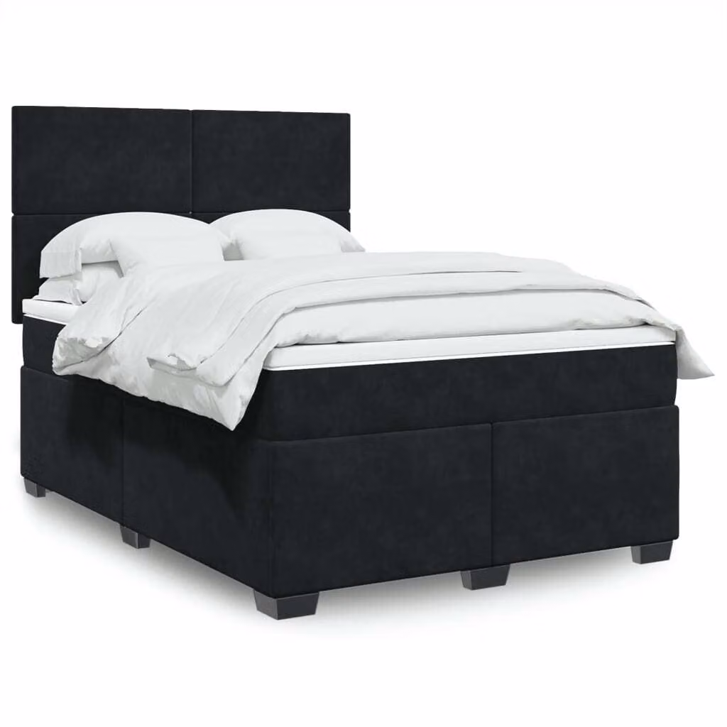Maison Exclusive - Giroletto a Molle con Materasso Nero 160x200 cm in Velluto