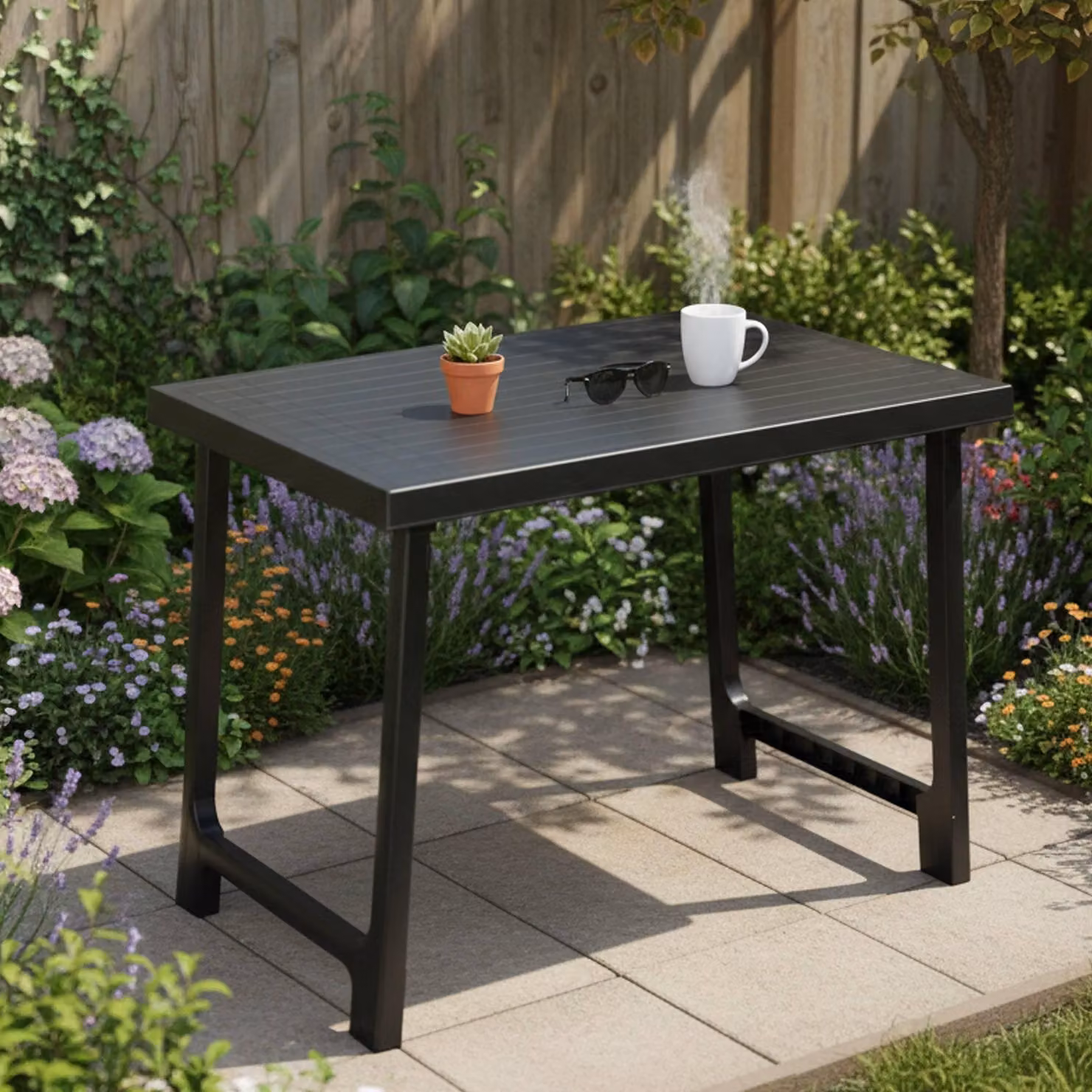 Beechwood - Tavolo da Esterno, 81x56x63h cm Nero Antracite, 6 Posti Italy