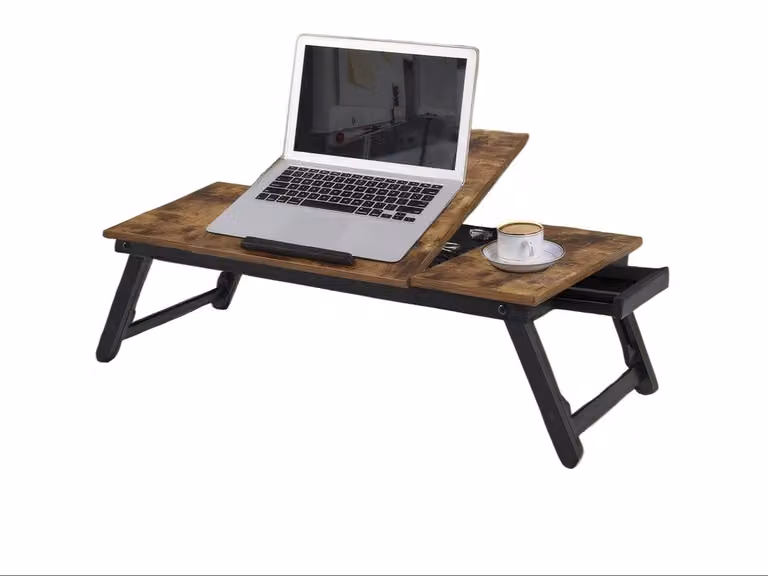 Tavolino regolabile per laptop – comodino – portatile – in bambù – marrone – 71 x 35 x 23 cm