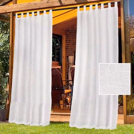 Tende da esterno, confezione da 2 - Griglie oscuranti in lino - Impermeabili - Chiusura a clip - Non richiedono fori - Ideali per terrazzi, pergole e giardini - Materiale: lino - Dimensioni: 132 x 274 cm