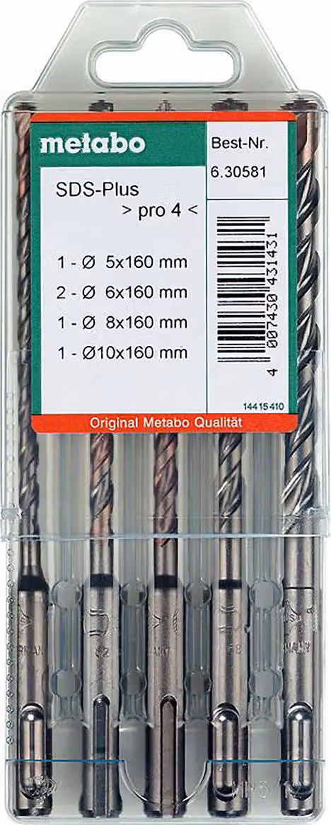 Set di punte per trapano a percussione SDS-plus Pro 4 5 pezzi.SDS-Plus Ku.-Kass.METABO