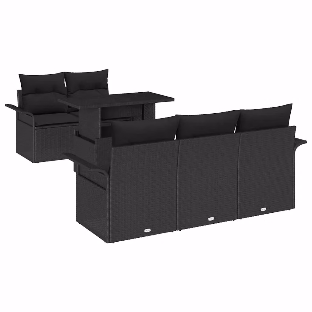 Set Divano da Giardino vidaXL 6 pz L-Shape Nero con Cuscini e Tavolino – 2