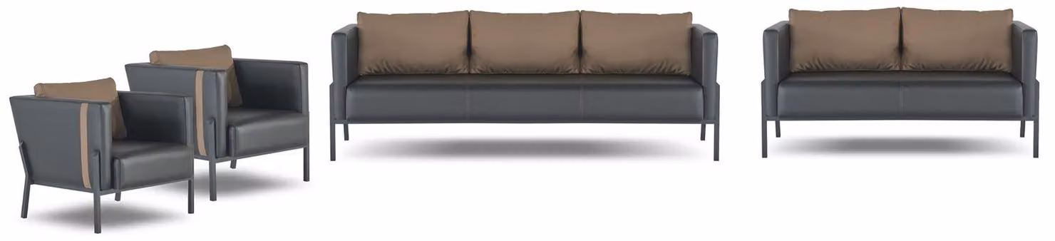 Arbeitszimmer Designer Sitzmöbel Luxuriöser 3-Sitzer 2x Sessel Zweisitzer