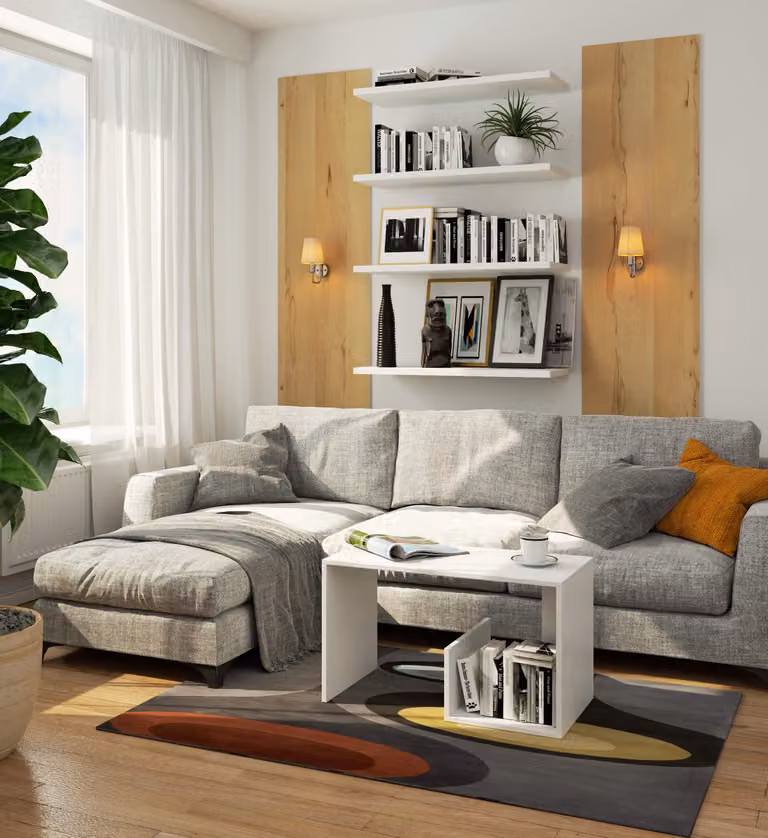 Tavolino da soggiorno | Tavolino da divano | Realizzato in legno laminato, dimensioni 80x40x45 cm