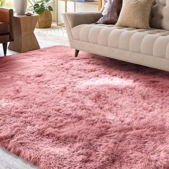 Tappeto Fluffy a pelo alto XSIVOD, colore Oudroso, L: 160 cm, P: 230 cm, antiscivolo e moderno per soggiorno, camera da letto o cameretta dei bambini