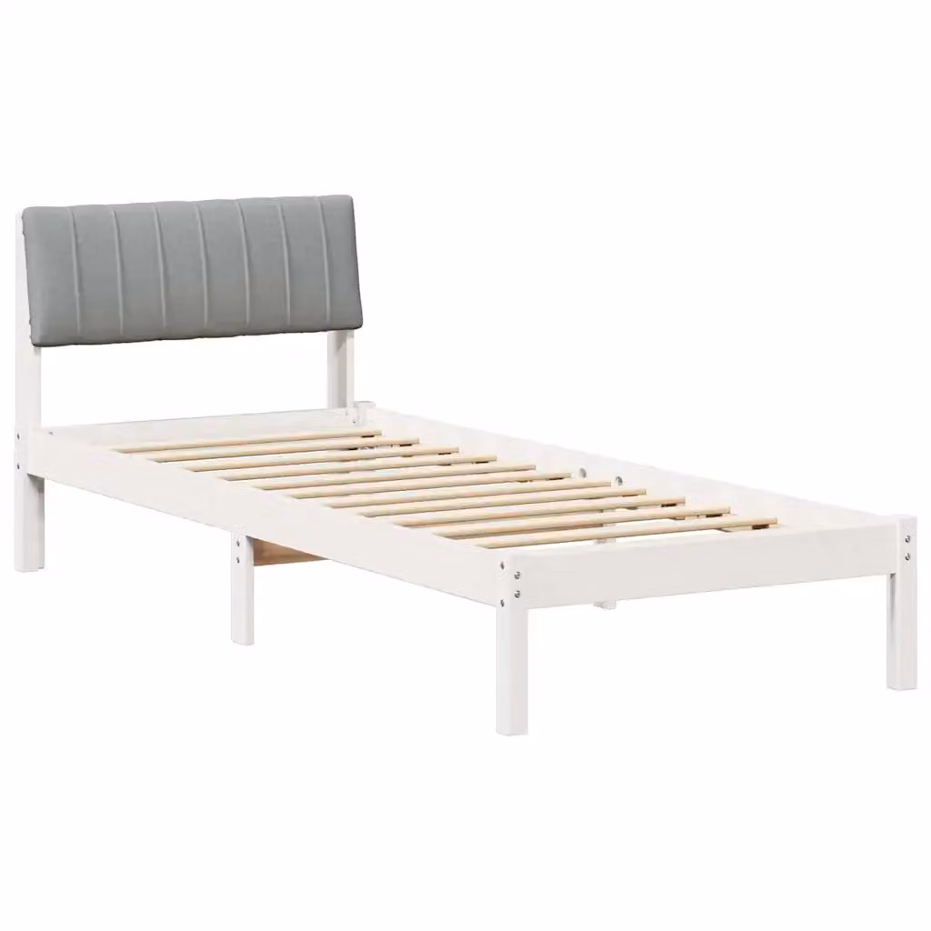 Struttura del letto imbottita vidaXL in legno di pino bianco e grigio L/P/H: 190 x 80 x 80,5 cm – 2