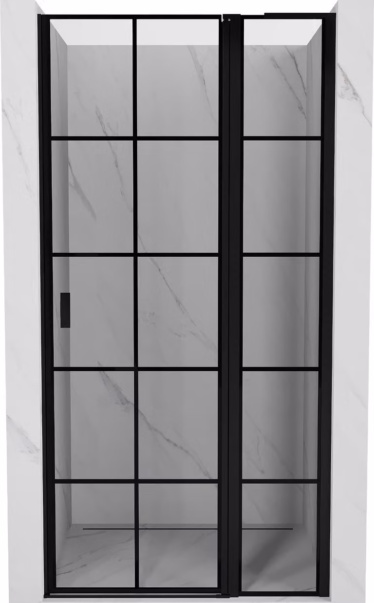 Mexen Mist L porta doccia a battente destra 90 cm, griglia nera, nero - 8A4L-090-000-70-77-P