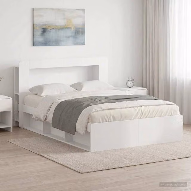Telaio del letto con storage con testiera Bianco 160 x 200 cm 3433509
