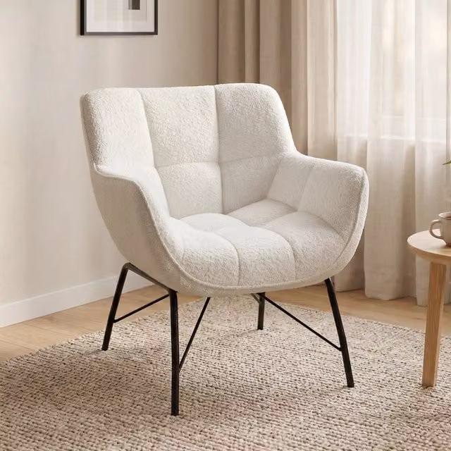 Poltrona Moderna ¨C Xylo ¨C Cremewei? Tessuto Sherpa-Fleece