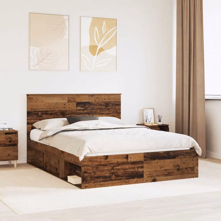Struttura del letto in pino massello vidaXL, colore marrone, L/P/H: 150 x 200 x 100 cm