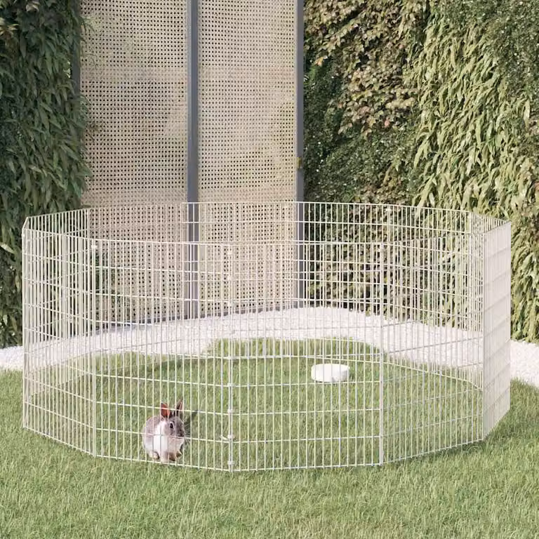 Recinto per Animali Ruspante vidaXL in Ferro Zincato con 12 Pannelli, L: 54 cm, H: 80 cm