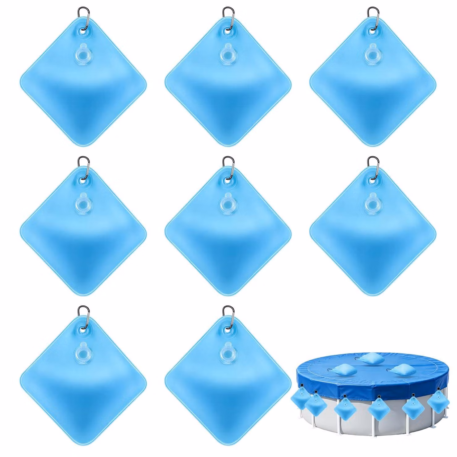 Set di 8 pesi impermeabili per piscina, con ganci