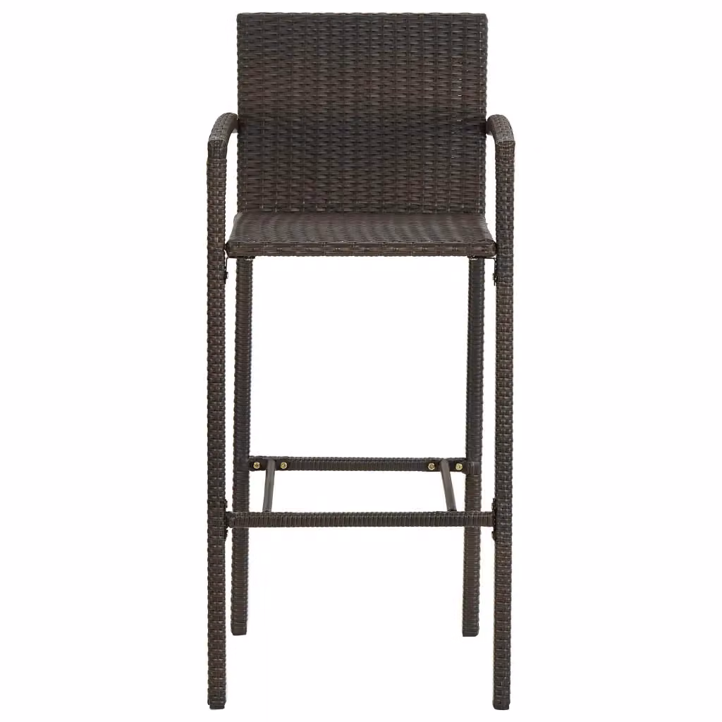 Set di 4 sgabelli da bar vidaXL in rattan marrone e metallo per giardino e soggiorno – 2