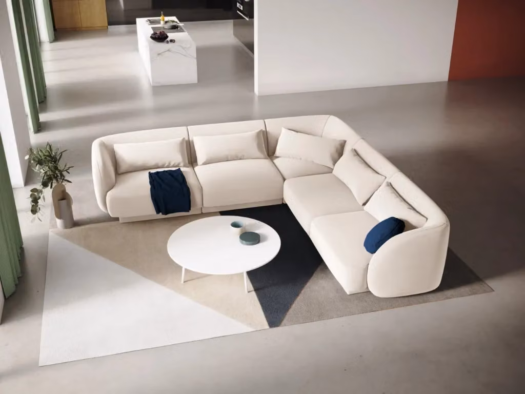 Divano angolare reversibile Tulum Cosmopolitan Design in velluto beige chiaro per 5 persone L/P/H: 255 x 141 x 70 cm – 2