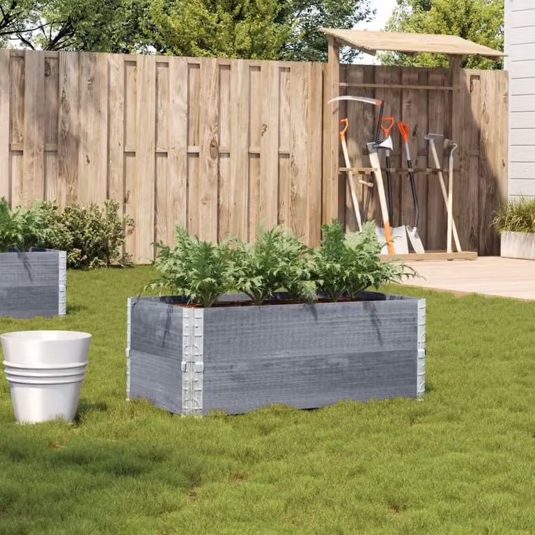 Fioriera da giardino vidaXL in legno di pino massello, colore grigio, H: 78 cm, L: 40 cm, P: 40 cm