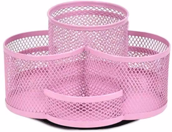 Portapenne rotante - Portaoggetti multifunzione - Portapenne girevole - Alta capacità - Rosa - Organizzatore da scrivania - Base in gomma antiscivolo - Pratico organizer per l'ufficio