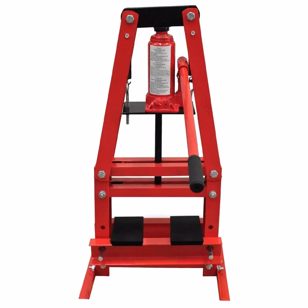 Pressa idraulica da officina da 6 tonnellate con supporto attrezzi colore rosso – 2