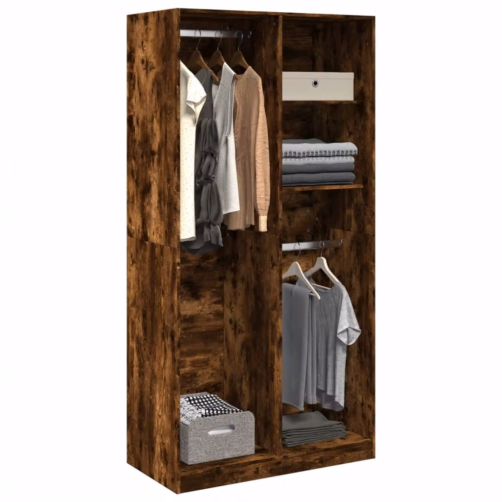 Armadio vidaXL in Rovere Fumo, Design Minimalista in Legno e MDF, L: 100 cm, P: 50 cm, H: 200 cm