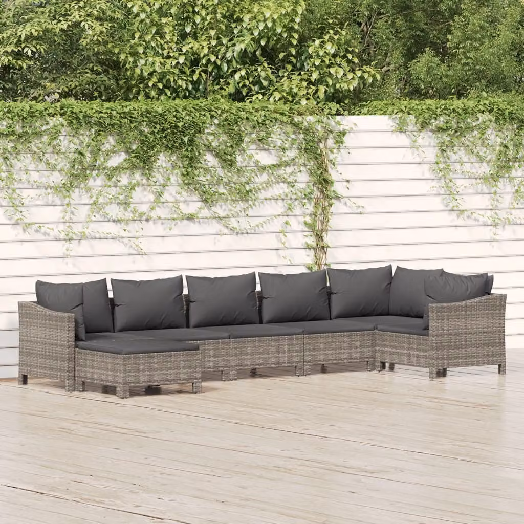 Maison Exclusive - Set Divani da Giardino 7 pz con Cuscini in Polyrattan Grigio