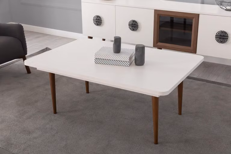 Weißer Rechteckiger Couchtisch Wohnzimmer Holztische Designer Möbel