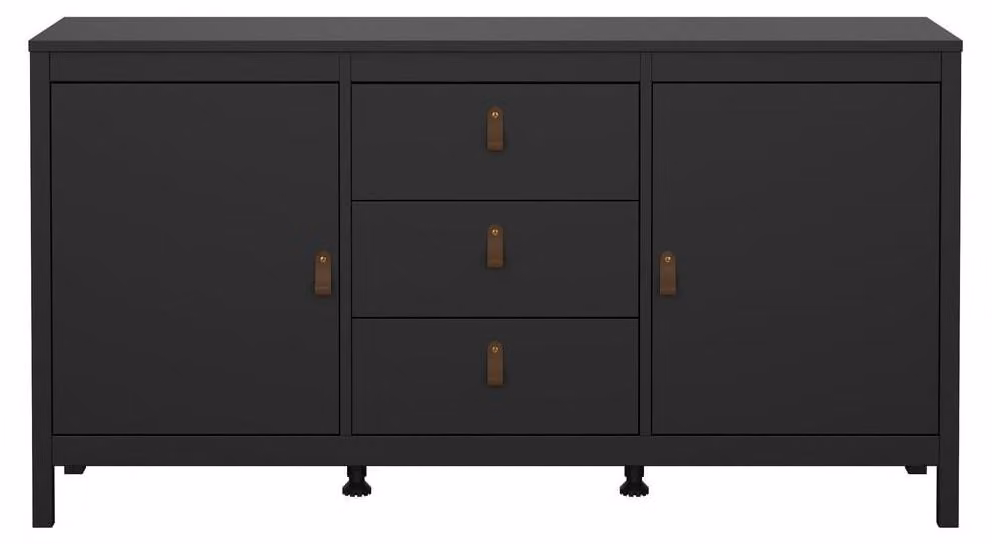 CALICOSY - Credenza a 2 ante e 3 cassetti, nero opaco, L 151 cm - BARCELONE