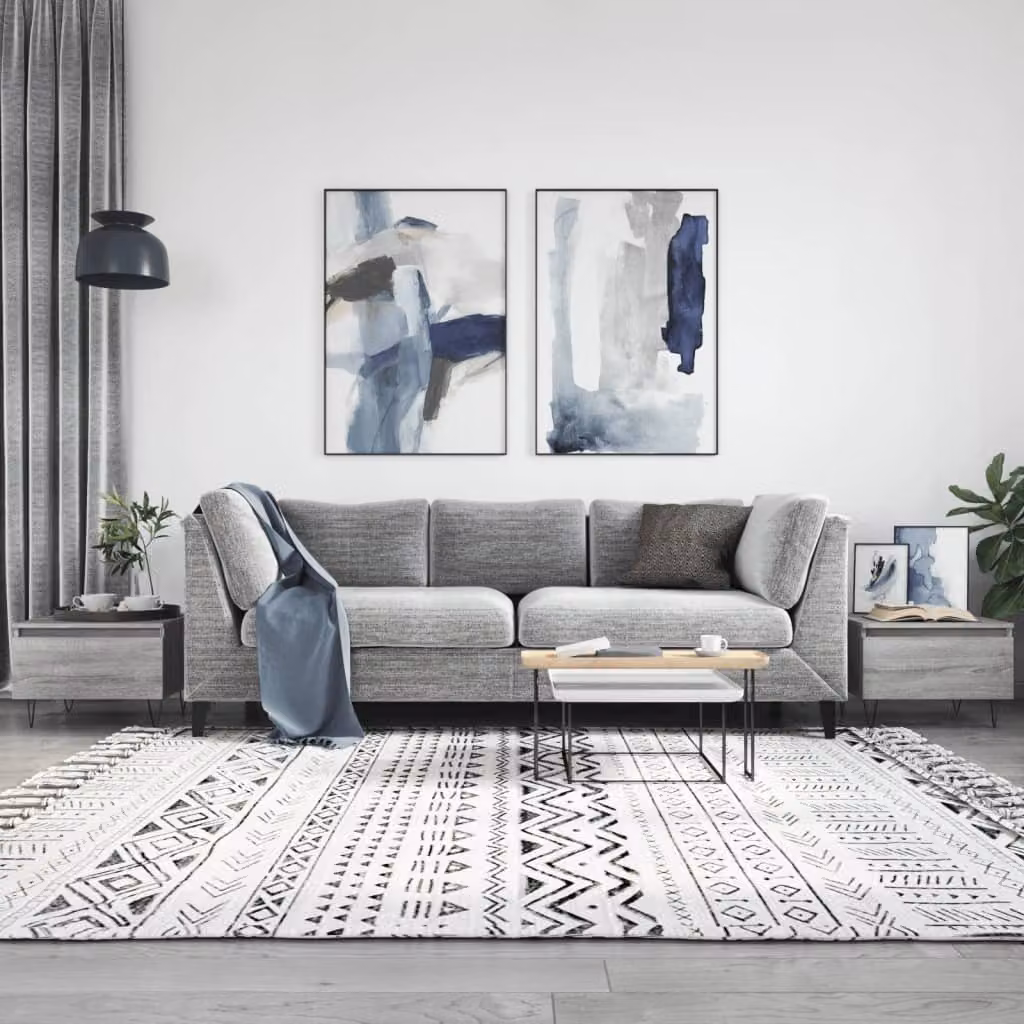 Set di 2 tavolini da salotto moderni vidaXL in legno e metallo, colore grigio, L/P/H: 50 x 46 x 35 cm