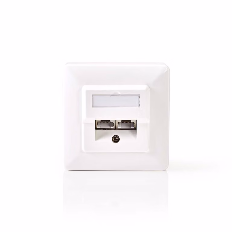 Scatola da muro di rete | A parete | 2 porto(i) | CAT5e | Dritto | Femmina | Placcato in oro | ABS | Bianco | Scatola
