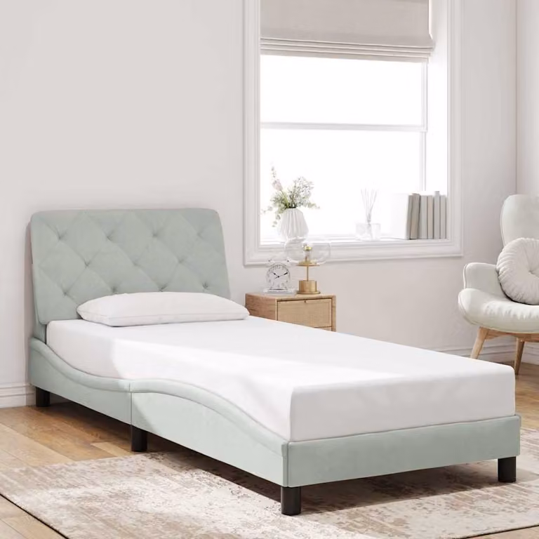 vidaXL Giroletto senza Materasso in Velluto Grigio Chiaro L/P/H: 90 x 200 cm