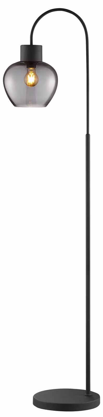 Lampada da terra BRILLIANT modello Ligari, altezza 164 cm, attacco E27, realizzata in alluminio e vetro, con vetro fumé