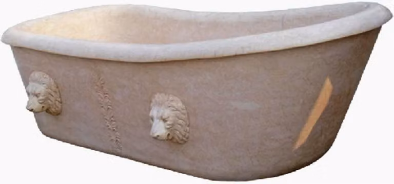 Casa Padrino Vasca da bagno barocca Testa di Leone Beige 180 cm - Vasca da bagno autoportante in marmo - Accessori da bagno barocchi - Nobile e magnifico