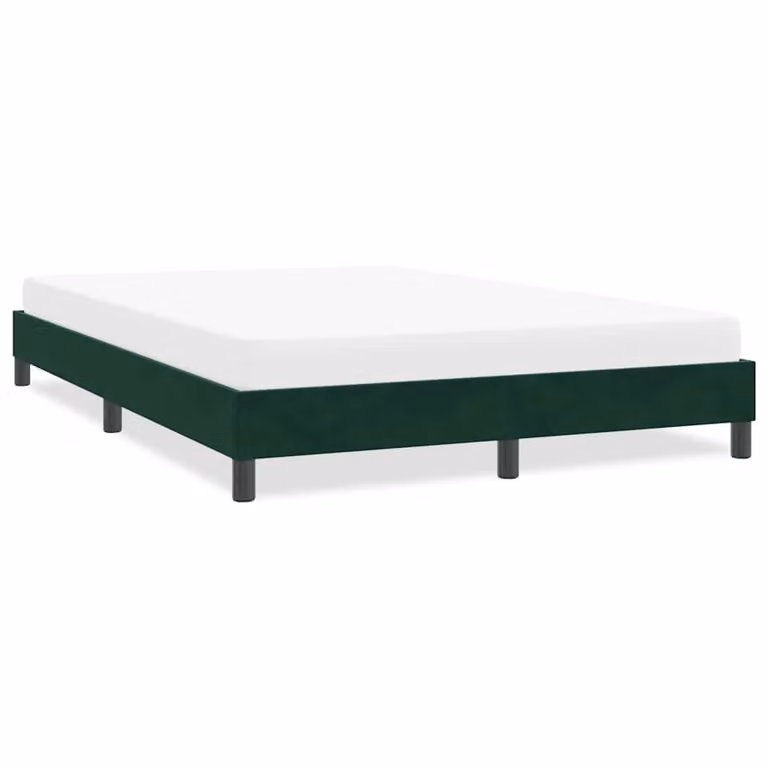 vidaXL Giroletto in Velluto Verde Scuro con Telaio Imbottito e Doghe in Legno L: 163 cm, P: 213 cm
