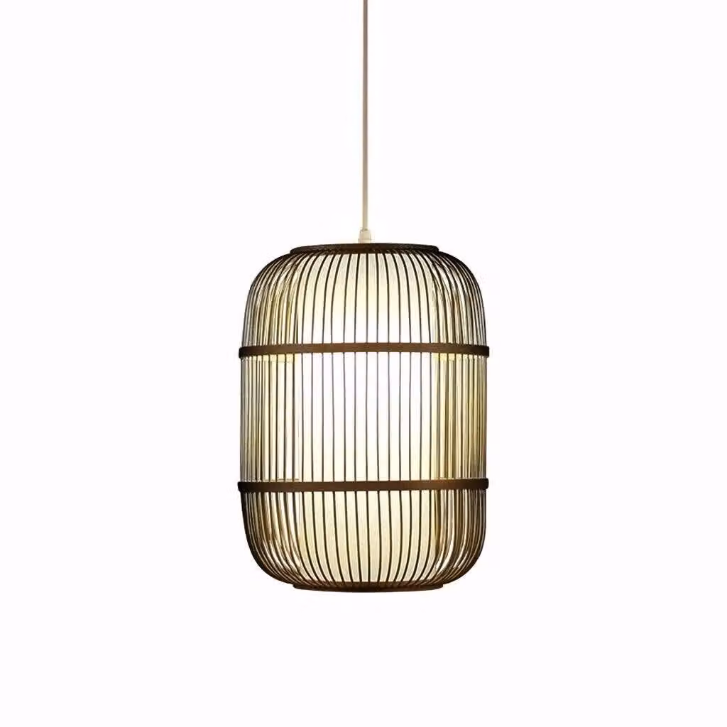 Fine Asianliving Bamboo Hanging Lamp Lampada a sospensione Nero Fatto a mano - Dylan D35xH50cm Lampada a sospensione Illuminazione Paralume in bambù Tessuto Lampada Illuminazione Rotan