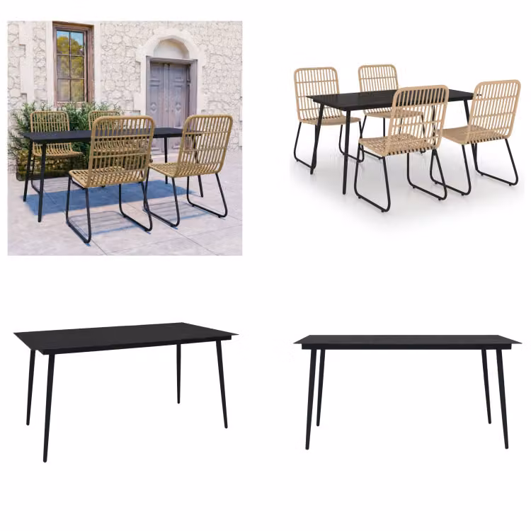 vidaXL set da pranzo da giardino 5 pezzi in rattan e vetro - Set da pranzo da giardino - Set da pranzo da giardino - Set da pranzo - Set da pranzo