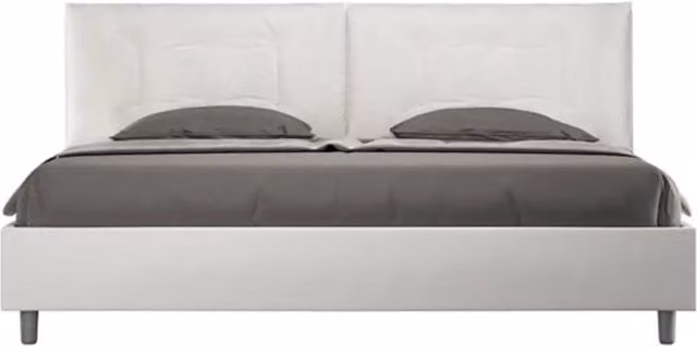 Letto matrimoniale king size con contenitore Ityhome Annalisa imbottito in similpelle bianco 200x200 cm