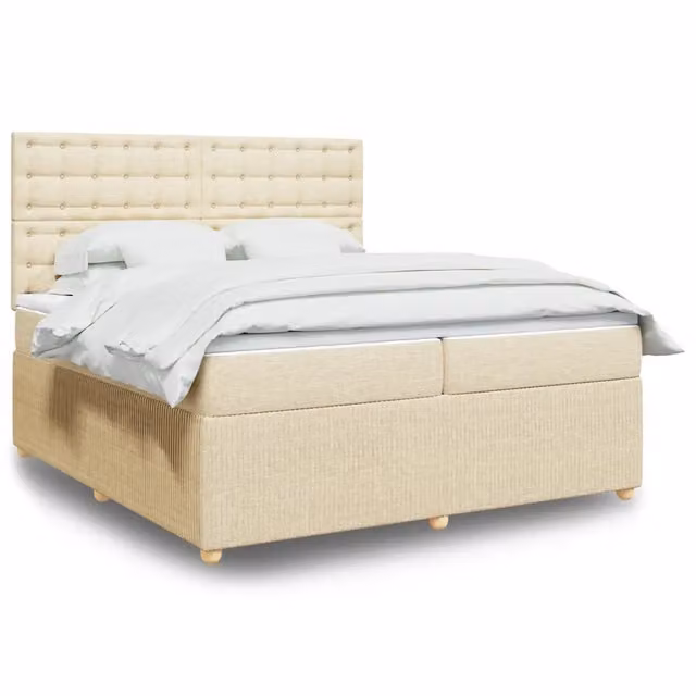 Letto Ibrido vidaXL con Materasso a Molle e Struttura in Legno, Beige e Bianco, 200 x 200 cm