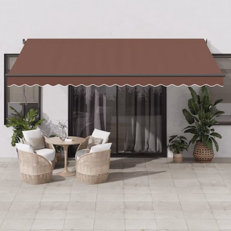 Tenda da Sole Retrattile Automatica con Motore vidaXL, Colore Marrone, L 450 x P 350 cm