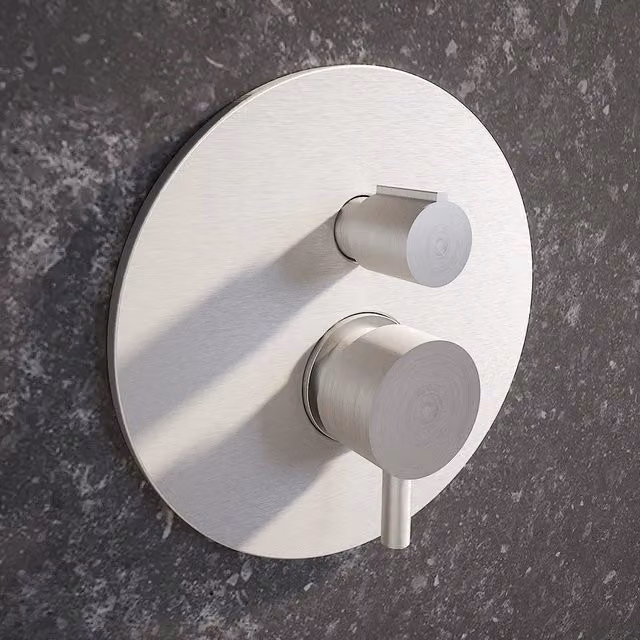 Miscelatore incasso per doccia con termostato e deviatore Parama in ottone color nickel spazzolato