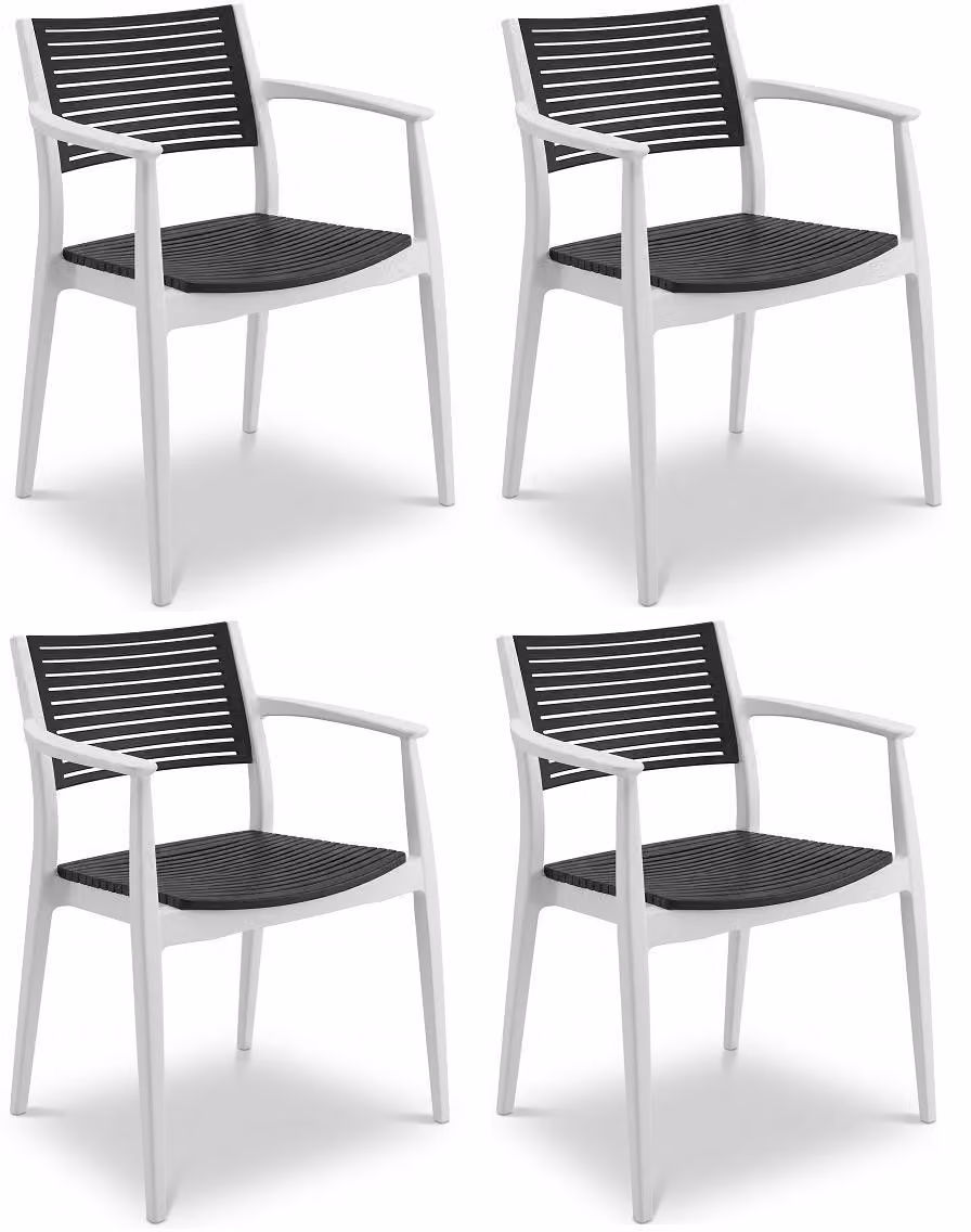 Sedia in plastica, design moderno, seduta e schienale traforati, ampia gamma di colori