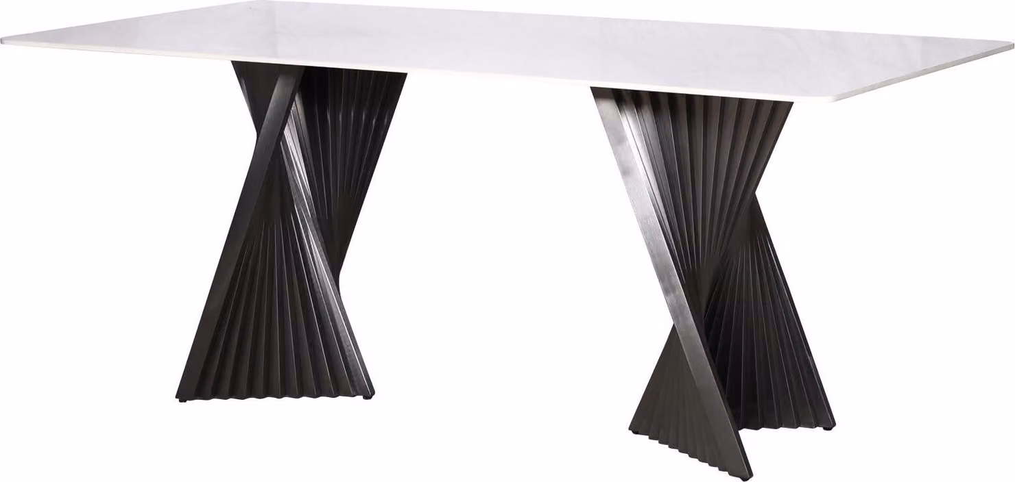 FURNLUX Tavolo da pranzo Modig Marble White And Graphite 180cm / Colore principale: Bianco / Dimensioni: 180 x 75 x 90 cm