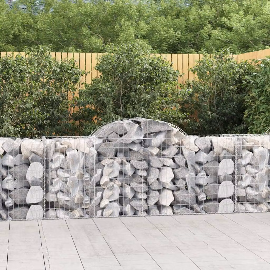 Set di 18 Cesti Gabbioni ad Arco vidaXL in Acciaio Zincato Grigio L: 200 cm, P: 50 cm, H: 80/100 cm